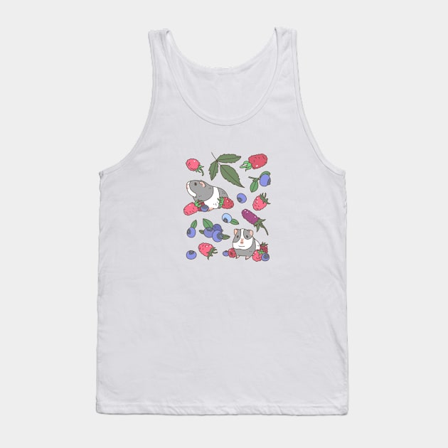 Black and White Guinea pigs and Wild Berries Tank Top by Noristudio